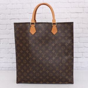 Louis Vuitton Sac Plat Monogram Satchel Shopper Brown Handbag Leather Tote A3986